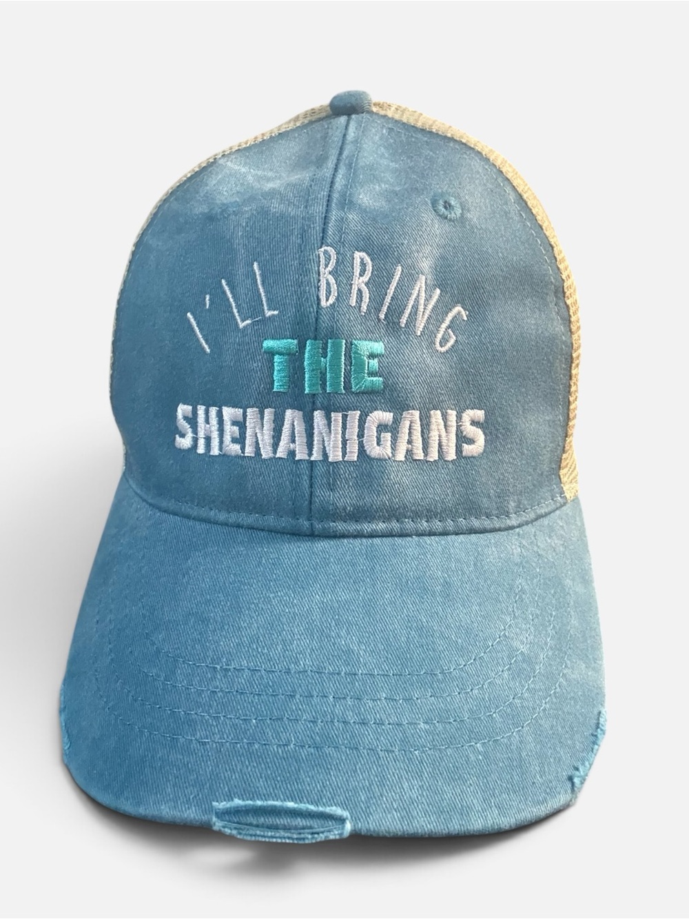 Adams Turquoise and Tan 'I'll Bring the Shenanigans' Trucker Hat